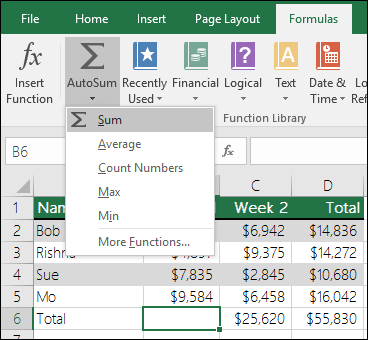 Satu cara cepat dan mudah untuk menambahkan nilai di Excel adalah menggunakan   Jumlah Otomatis